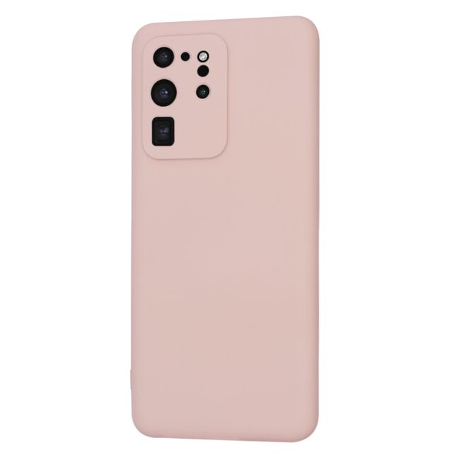 Husa pentru  Samsung Galaxy S20 Ultra Liquid Silicone, subțire, captusita cu microfibra, anti amprentă, protectie cameră foto, roz inchis