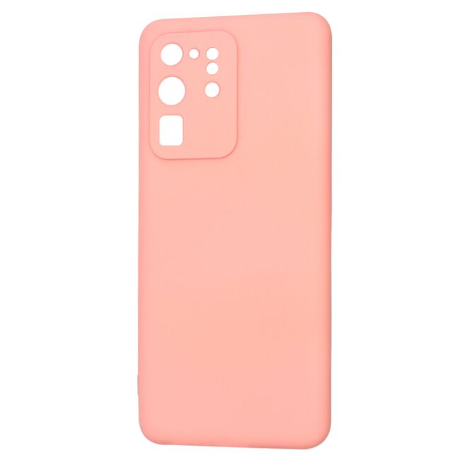 Husa pentru  Samsung Galaxy S20 Ultra Liquid Silicone, subțire, captusita cu microfibra, anti amprentă, protectie cameră foto, roz