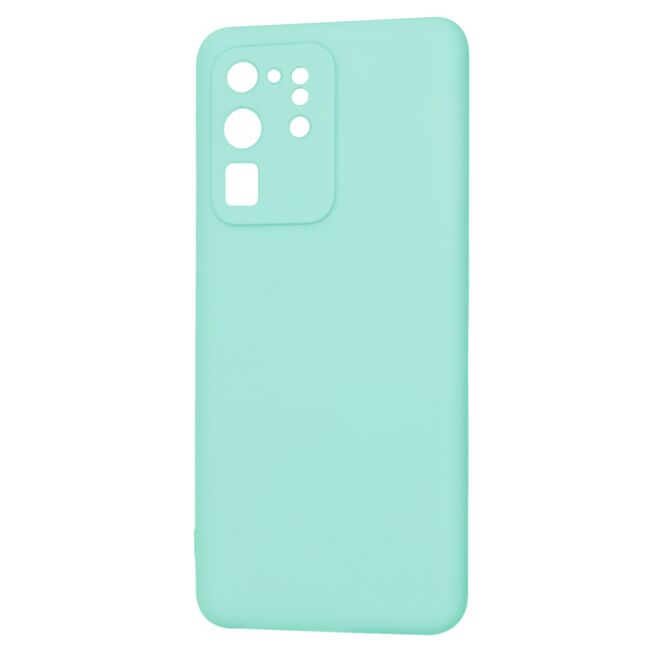 Husa pentru  Samsung Galaxy S20 Ultra Liquid Silicone, subțire, captusita cu microfibra, anti amprentă, protectie cameră foto, turcoaz