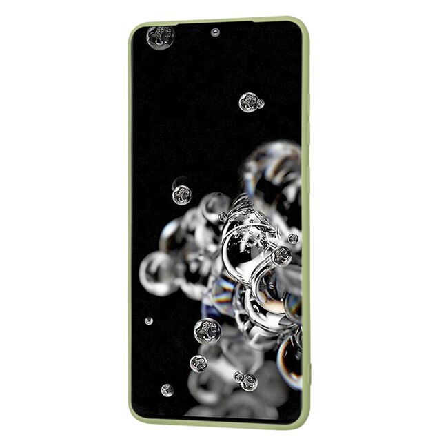 Husa pentru  Samsung Galaxy S20 Ultra Liquid Silicone, subțire, captusita cu microfibra, anti amprentă, protectie cameră foto, verde