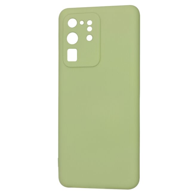 Husa pentru  Samsung Galaxy S20 Ultra Liquid Silicone, subțire, captusita cu microfibra, anti amprentă, protectie cameră foto, verde