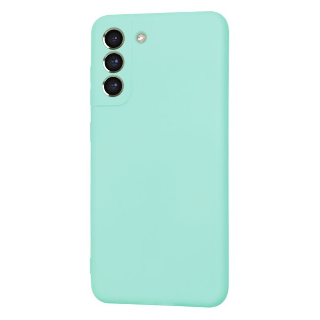 Husa pentru  Samsung Galaxy S21 FE Liquid Silicone, subțire, captusita cu microfibra, anti amprentă, protectie cameră foto, turcoaz