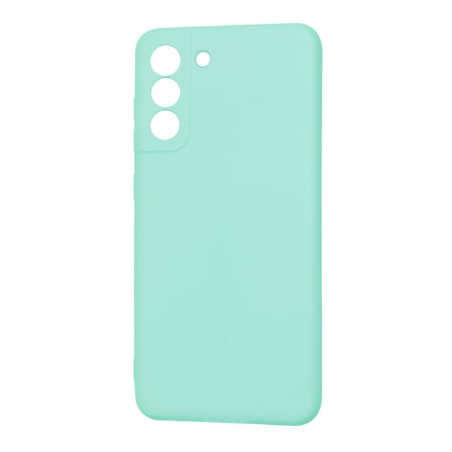 Husa pentru  Samsung Galaxy S21 FE Liquid Silicone, subțire, captusita cu microfibra, anti amprentă, protectie cameră foto, turcoaz