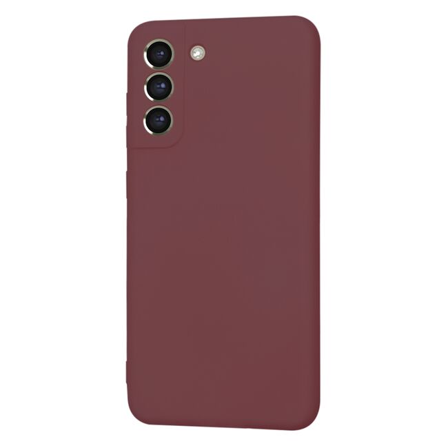 Husa pentru  Samsung Galaxy S21 FE Liquid Silicone, subțire, captusita cu microfibra, anti amprentă, protectie cameră foto, bordeaux