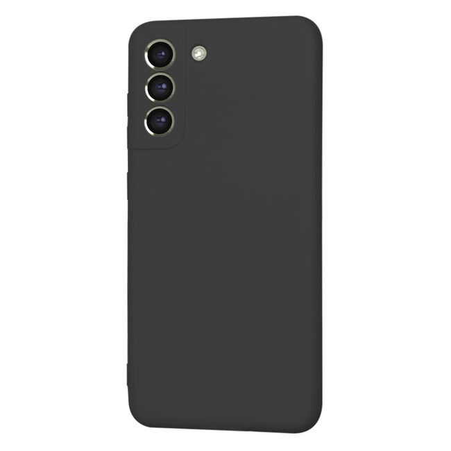 Husa pentru  Samsung Galaxy S21 FE Liquid Silicone, subțire, captusita cu microfibra, anti amprentă, protectie cameră foto, negru