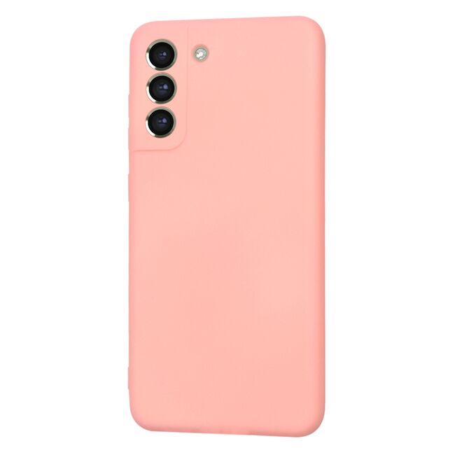 Husa pentru  Samsung Galaxy S21 FE Liquid Silicone, subțire, captusita cu microfibra, anti amprentă, protectie cameră foto, roz
