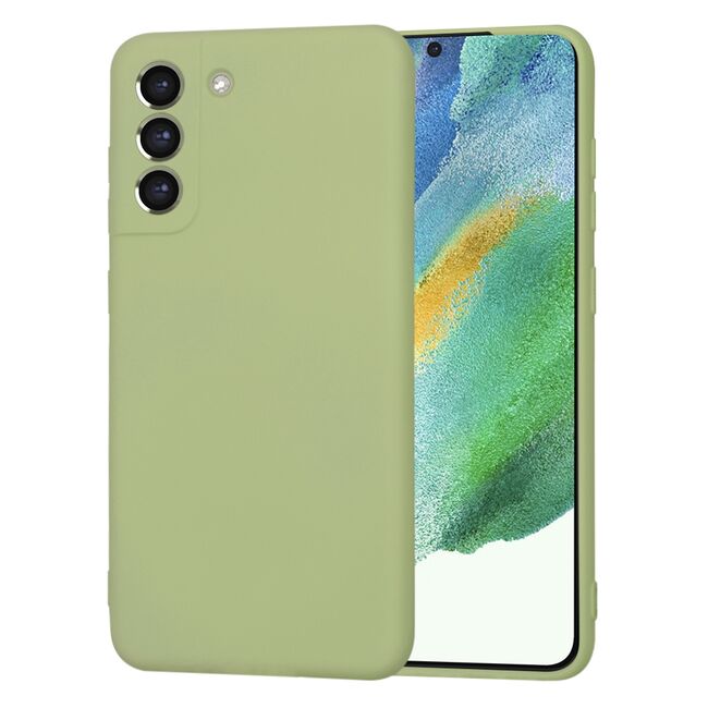 Husa pentru  Samsung Galaxy S21 FE Liquid Silicone, subțire, captusita cu microfibra, anti amprentă, protectie cameră foto, verde