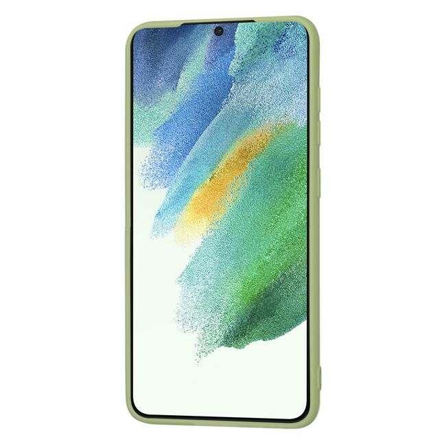 Husa pentru  Samsung Galaxy S21 FE Liquid Silicone, subțire, captusita cu microfibra, anti amprentă, protectie cameră foto, verde