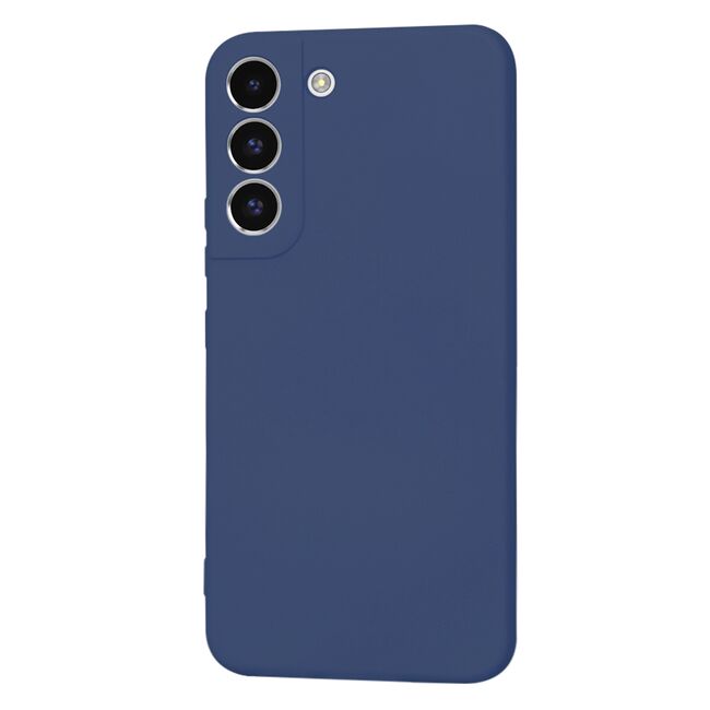Husa pentru  Samsung Galaxy S22 5G Liquid Silicone, subțire, captusita cu microfibra, anti amprentă, protectie cameră foto, albastru