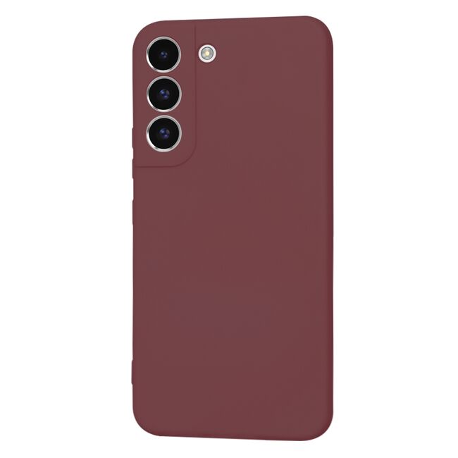 Husa pentru  Samsung Galaxy S22 5G Liquid Silicone, subțire, captusita cu microfibra, anti amprentă, protectie cameră foto, bordeaux