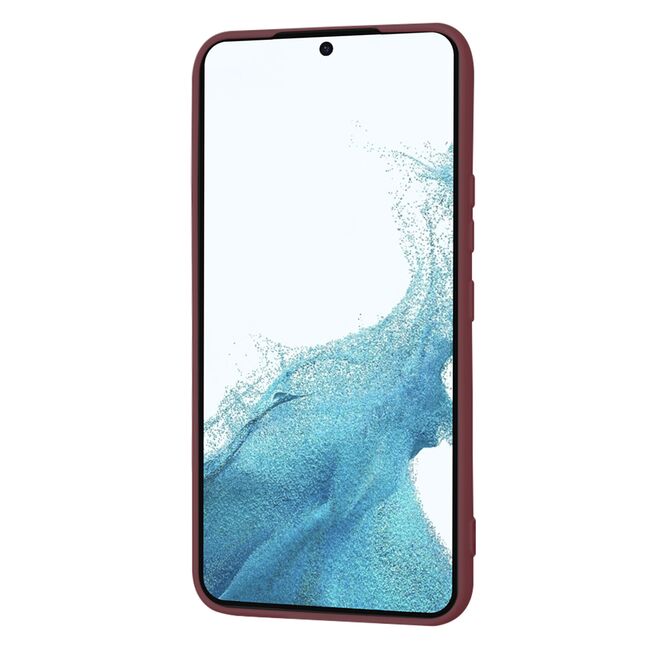 Husa pentru  Samsung Galaxy S22 5G Liquid Silicone, subțire, captusita cu microfibra, anti amprentă, protectie cameră foto, bordeaux