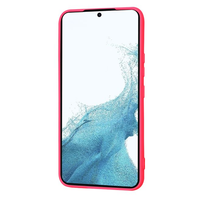 Husa pentru  Samsung Galaxy S22 5G Liquid Silicone, subțire, captusita cu microfibra, anti amprentă, protectie cameră foto, fucsia