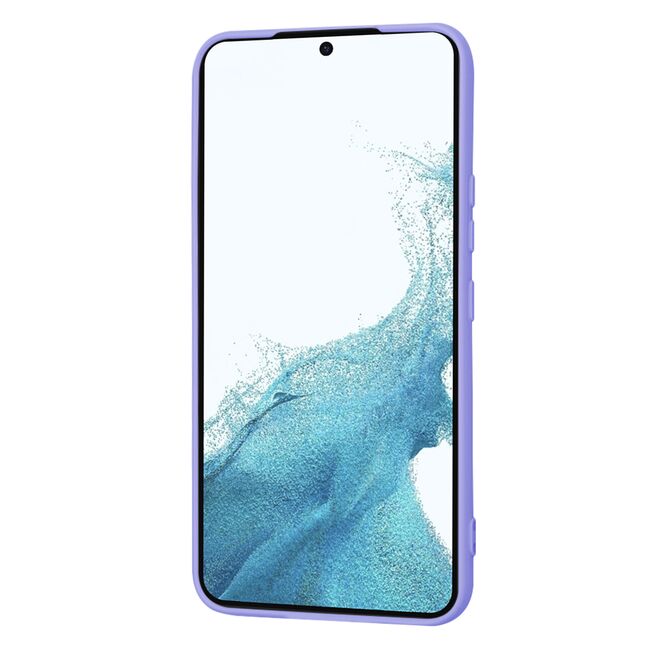 Husa pentru  Samsung Galaxy S22 5G Liquid Silicone, subțire, captusita cu microfibra, anti amprentă, protectie cameră foto, lavanda