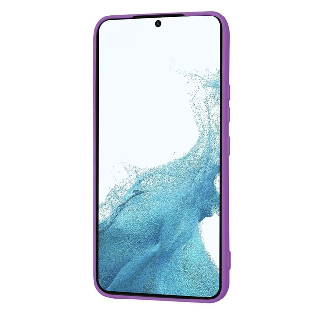 Husa pentru  Samsung Galaxy S22 5G Liquid Silicone, subțire, captusita cu microfibra, anti amprentă, protectie cameră foto, mov