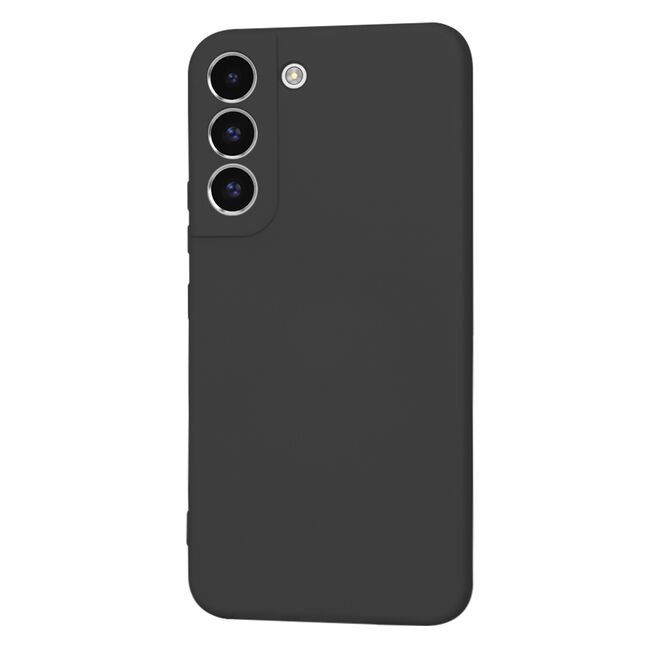 Husa pentru  Samsung Galaxy S22 5G Liquid Silicone, subțire, captusita cu microfibra, anti amprentă, protectie cameră foto, negru