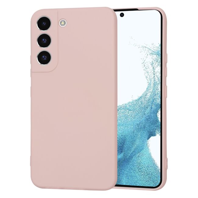 Husa pentru  Samsung Galaxy S22 5G Liquid Silicone, subțire, captusita cu microfibra, anti amprentă, protectie cameră foto, roz inchis