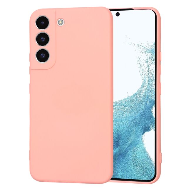 Husa pentru  Samsung Galaxy S22 5G Liquid Silicone, subțire, captusita cu microfibra, anti amprentă, protectie cameră foto, roz