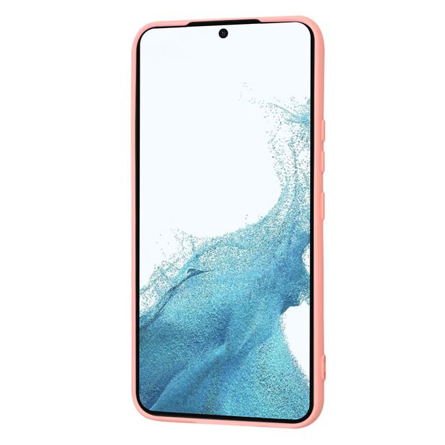 Husa pentru  Samsung Galaxy S22 5G Liquid Silicone, subțire, captusita cu microfibra, anti amprentă, protectie cameră foto, roz