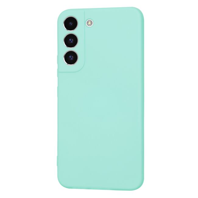 Husa pentru  Samsung Galaxy S22 5G Liquid Silicone, subțire, captusita cu microfibra, anti amprentă, protectie cameră foto, turcoaz