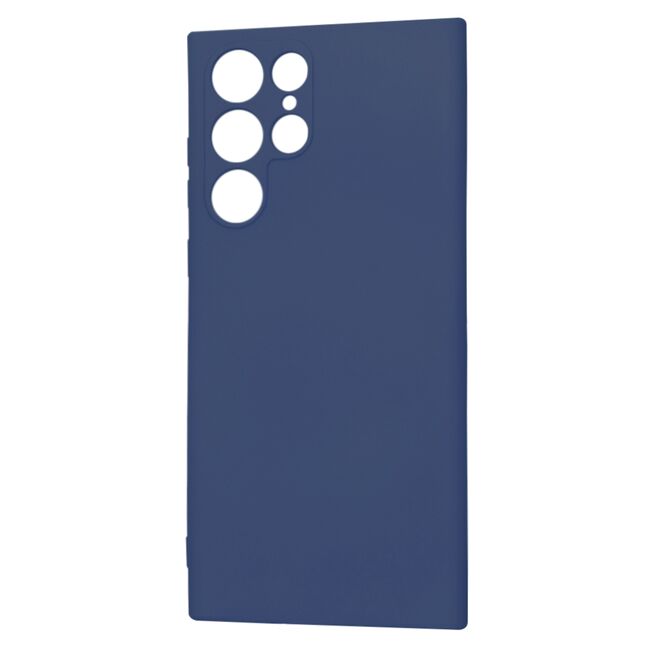 Husa pentru  Samsung Galaxy S22 Ultra 5G Liquid Silicone, subțire, captusita cu microfibra, anti amprentă, protectie cameră foto, albastru