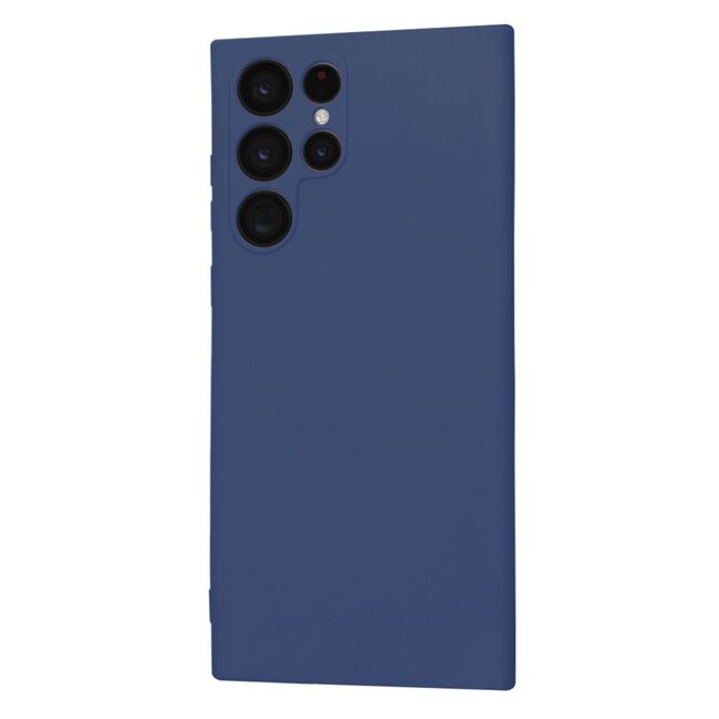 Husa pentru  Samsung Galaxy S22 Ultra 5G Liquid Silicone, subțire, captusita cu microfibra, anti amprentă, protectie cameră foto, albastru