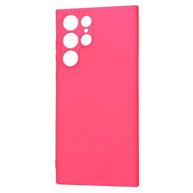 Husa pentru  Samsung Galaxy S22 Ultra 5G Liquid Silicone, subțire, captusita cu microfibra, anti amprentă, protectie cameră foto, fucsia