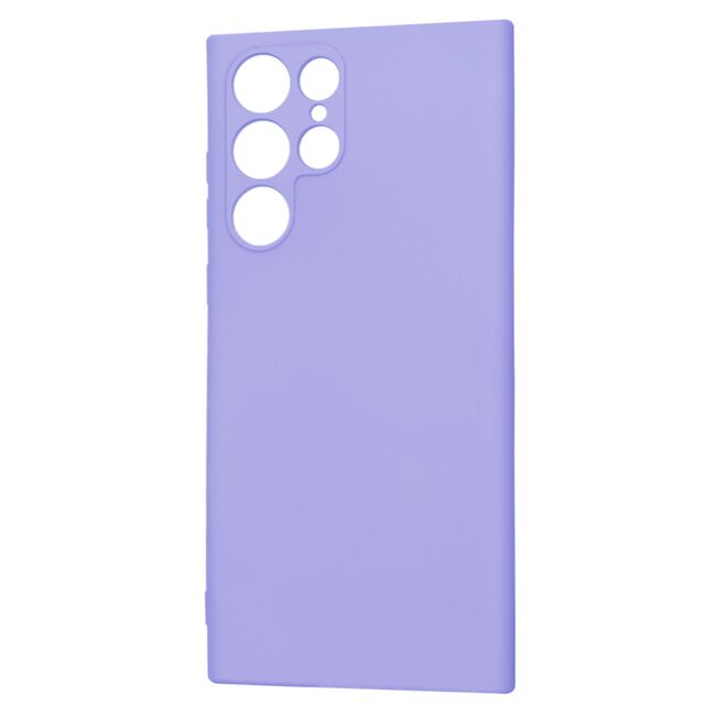 Husa pentru  Samsung Galaxy S22 Ultra 5G Liquid Silicone, subțire, captusita cu microfibra, anti amprentă, protectie cameră foto, lavanda