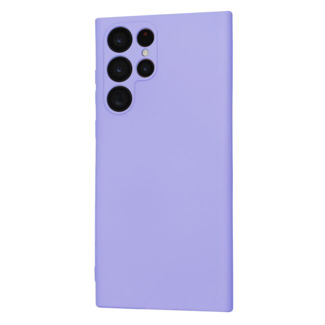 Husa pentru  Samsung Galaxy S22 Ultra 5G Liquid Silicone, subțire, captusita cu microfibra, anti amprentă, protectie cameră foto, lavanda
