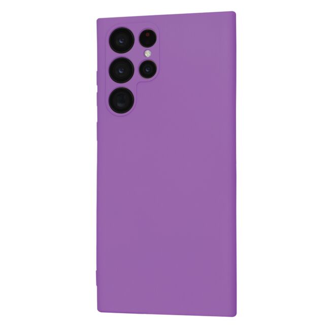 Husa pentru  Samsung Galaxy S22 Ultra 5G Liquid Silicone, subțire, captusita cu microfibra, anti amprentă, protectie cameră foto, mov