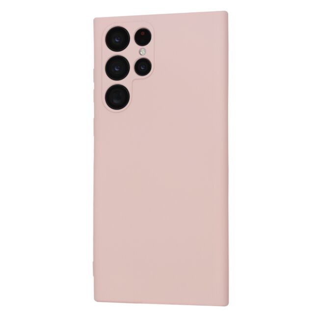Husa pentru  Samsung Galaxy S22 Ultra 5G Liquid Silicone, subțire, captusita cu microfibra, anti amprentă, protectie cameră foto, roz inchis