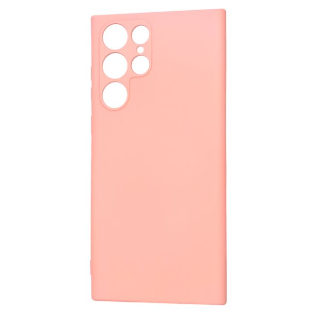 Husa pentru  Samsung Galaxy S22 Ultra 5G Liquid Silicone, subțire, captusita cu microfibra, anti amprentă, protectie cameră foto, roz