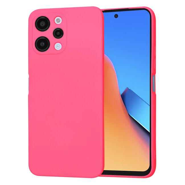Husa pentru  Xiaomi Redmi 12 5G, Redmi 12 4G Liquid Silicone, subțire, captusita cu microfibra, anti amprentă, protectie cameră foto, fucsia