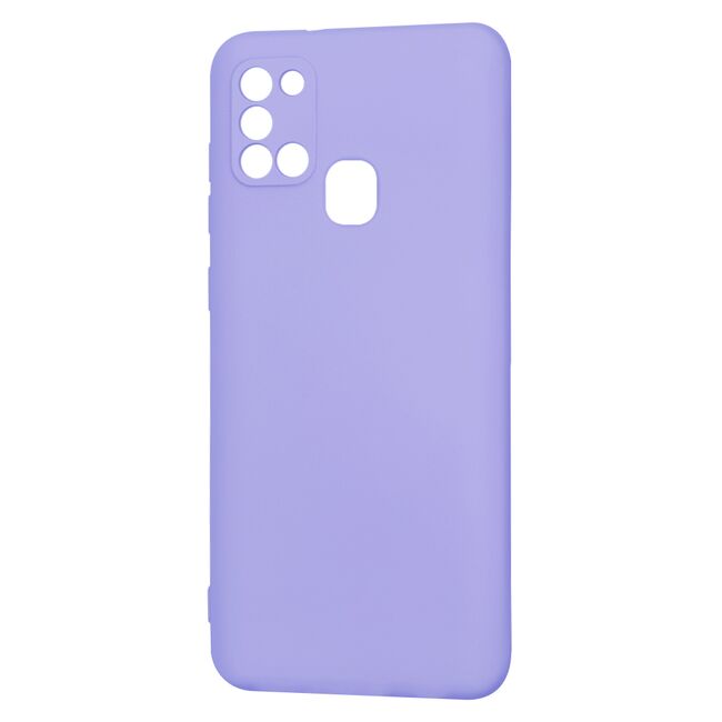 Husa pentru Samsung Galaxy A21s Liquid Silicone, subțire, captusita cu microfibra, anti amprentă, protectie cameră foto, lavanda