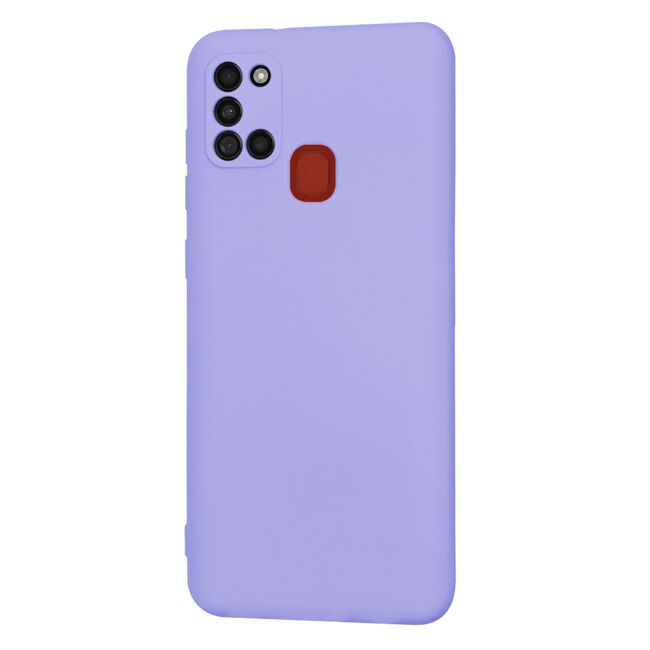Husa pentru Samsung Galaxy A21s Liquid Silicone, subțire, captusita cu microfibra, anti amprentă, protectie cameră foto, lavanda