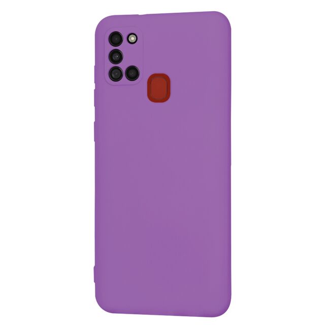 Husa pentru Samsung Galaxy A21s Liquid Silicone, subțire, captusita cu microfibra, anti amprentă, protectie cameră foto, mov