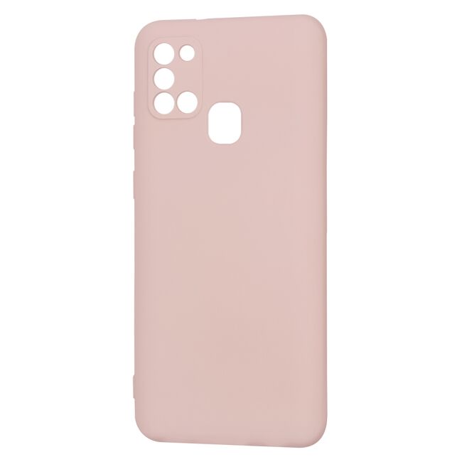 Husa pentru Samsung Galaxy A21s Liquid Silicone, subțire, captusita cu microfibra, anti amprentă, protectie cameră foto, roz inchis