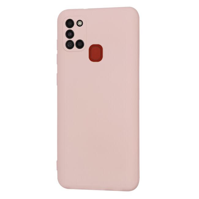 Husa pentru Samsung Galaxy A21s Liquid Silicone, subțire, captusita cu microfibra, anti amprentă, protectie cameră foto, roz inchis