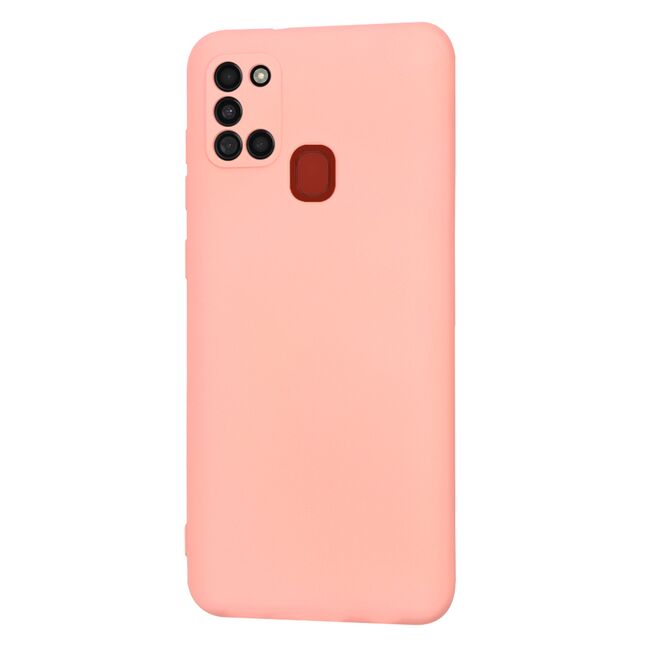 Husa pentru Samsung Galaxy A21s Liquid Silicone, subțire, captusita cu microfibra, anti amprentă, protectie cameră foto, roz