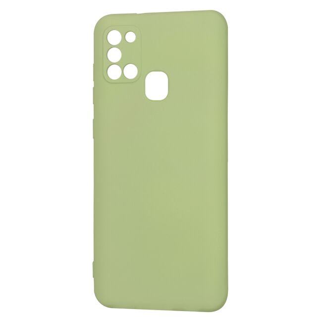 Husa pentru Samsung Galaxy A21s Liquid Silicone, subțire, captusita cu microfibra, anti amprentă, protectie cameră foto, verde