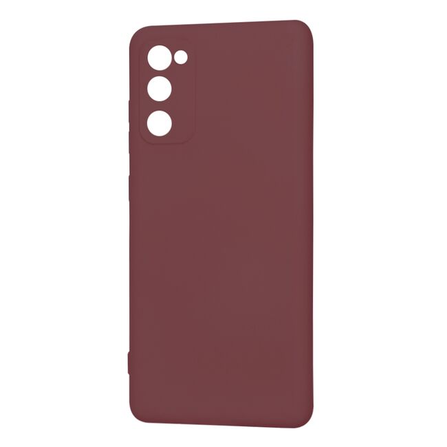 Husa pentru Samsung Galaxy S20 FE Liquid Silicone, subțire, captusita cu microfibra, anti amprentă, protectie cameră foto, bordeaux