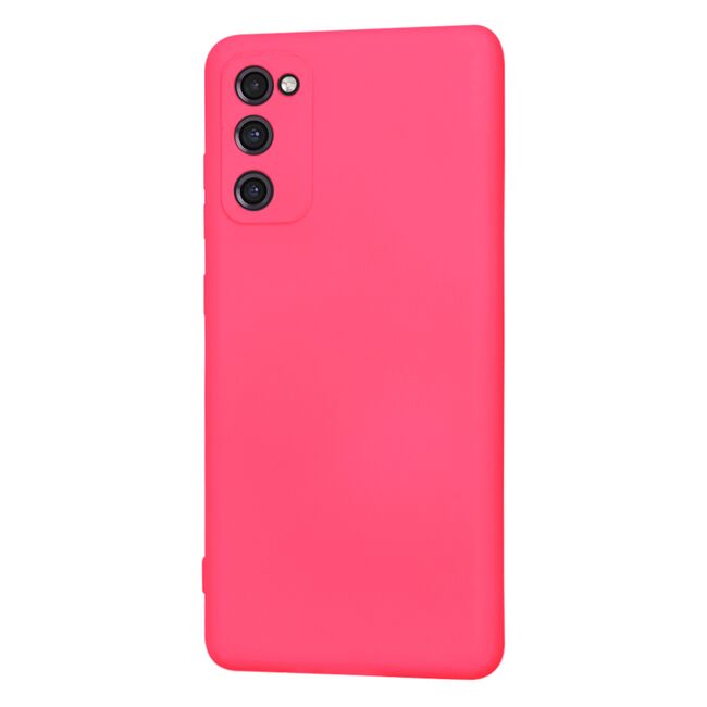 Husa pentru Samsung Galaxy S20 FE Liquid Silicone, subțire, captusita cu microfibra, anti amprentă, protectie cameră foto, fucsia