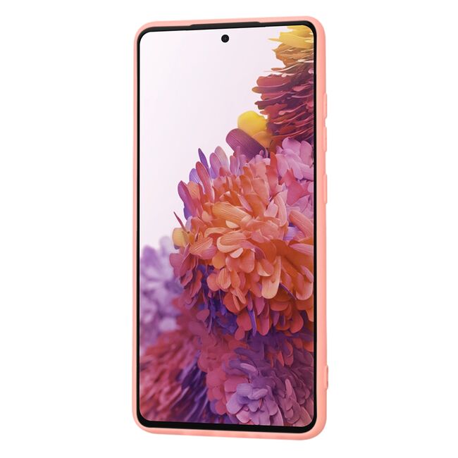 Husa pentru Samsung Galaxy S20 FE Liquid Silicone, subțire, captusita cu microfibra, anti amprentă, protectie cameră foto, roz