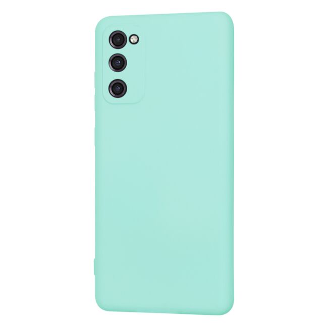 Husa pentru Samsung Galaxy S20 FE Liquid Silicone, subțire, captusita cu microfibra, anti amprentă, protectie cameră foto, turcoaz
