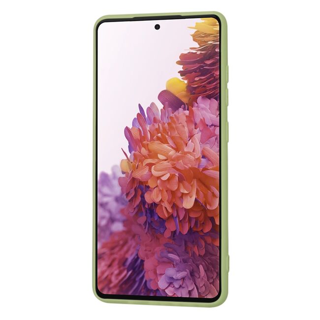 Husa pentru Samsung Galaxy S20 FE Liquid Silicone, subțire, captusita cu microfibra, anti amprentă, protectie cameră foto, verde