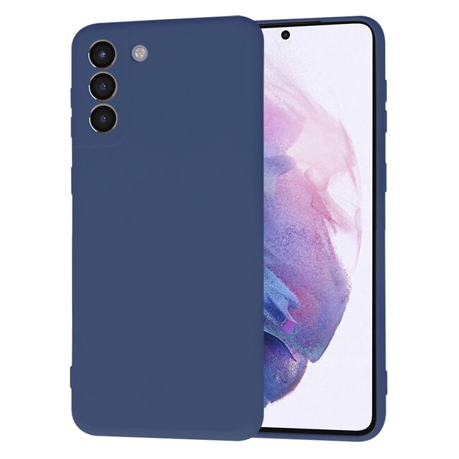 Husa pentru Samsung Galaxy S21+ Plus  Liquid Silicone, subțire, captusita cu microfibra, anti amprentă, protectie cameră foto, albastru
