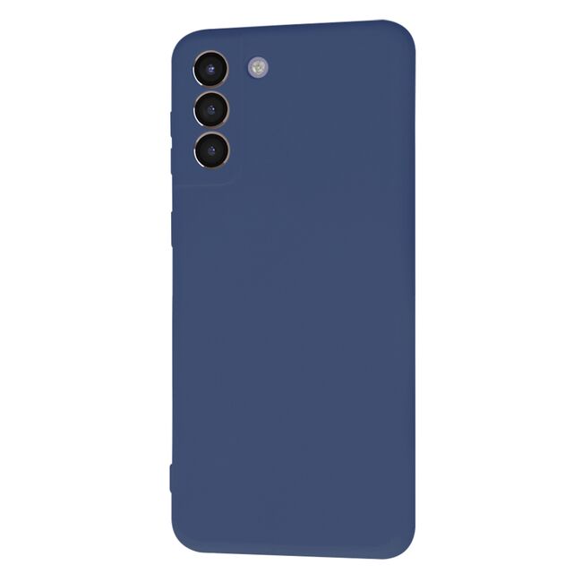 Husa pentru Samsung Galaxy S21+ Plus  Liquid Silicone, subțire, captusita cu microfibra, anti amprentă, protectie cameră foto, albastru