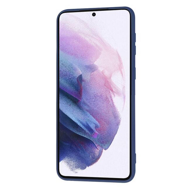 Husa pentru Samsung Galaxy S21+ Plus  Liquid Silicone, subțire, captusita cu microfibra, anti amprentă, protectie cameră foto, albastru