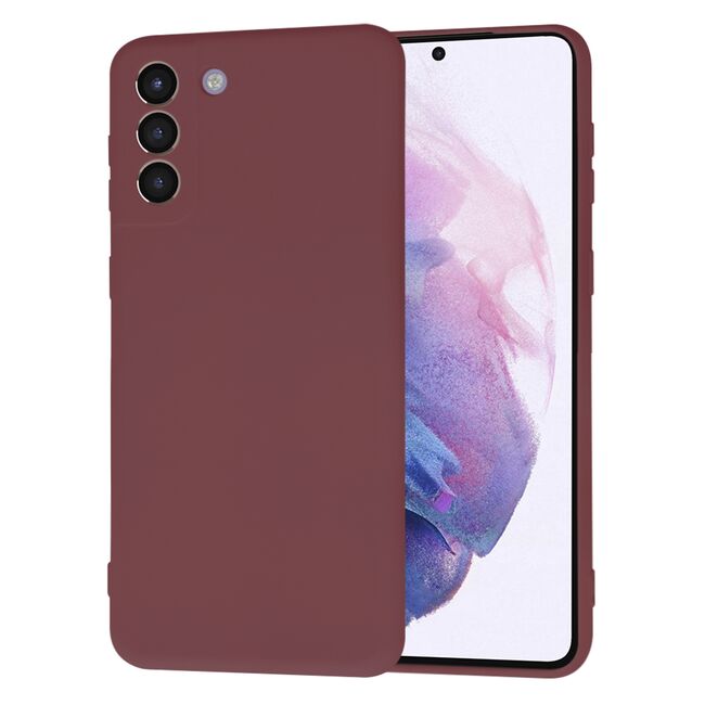 Husa pentru Samsung Galaxy S21+ Plus  Liquid Silicone, subțire, captusita cu microfibra, anti amprentă, protectie cameră foto, bordeaux