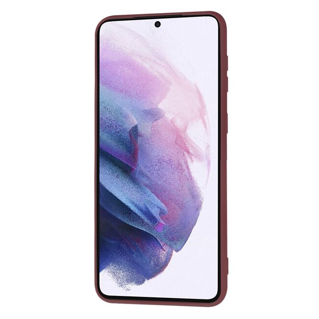Husa pentru Samsung Galaxy S21+ Plus  Liquid Silicone, subțire, captusita cu microfibra, anti amprentă, protectie cameră foto, bordeaux