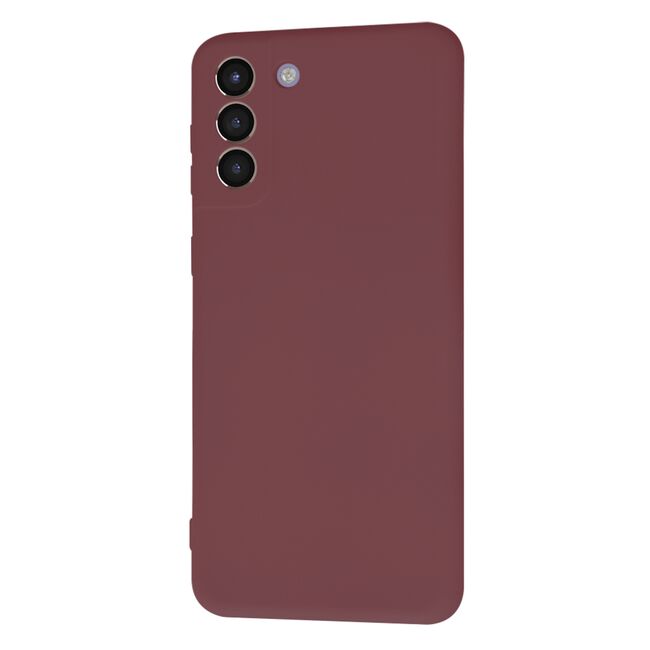 Husa pentru Samsung Galaxy S21+ Plus  Liquid Silicone, subțire, captusita cu microfibra, anti amprentă, protectie cameră foto, bordeaux